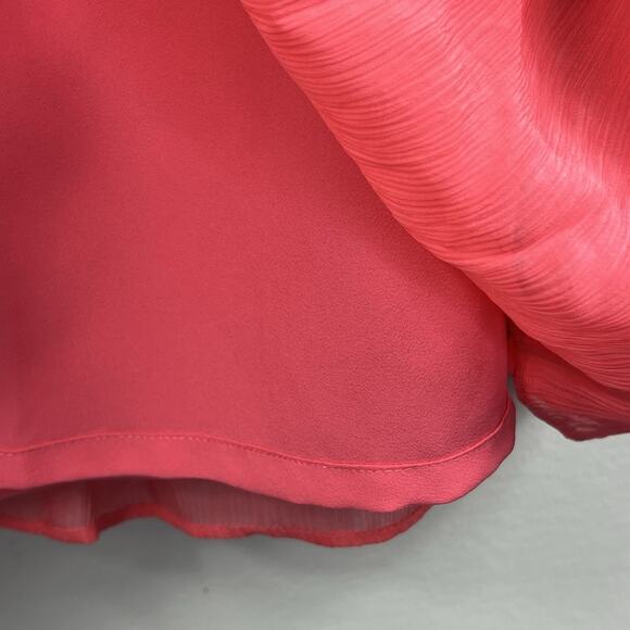 J Crew Coral Pink Orange Chiffon Pleated Knee-Length Silk Blend Skirt Size 12 - Picture 5 of 9